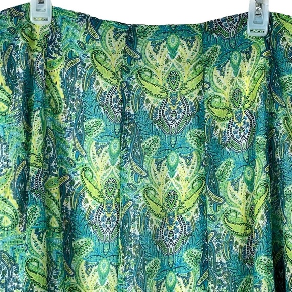 Women’s Green Paisley Print Chiffon Fairycore Gore Skirt Plus Size 14W - Picture 3 of 9